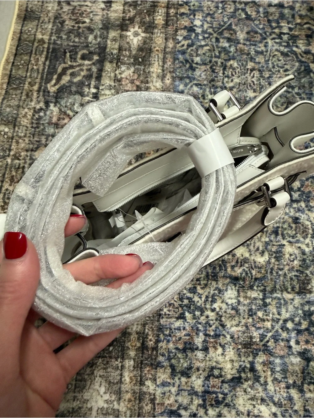 Michael Kors White Monogram Satchel with Silver Hardware